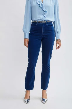 Elie Tahari Bottoms-Washed Velvet Slim Pant PARISBLUE