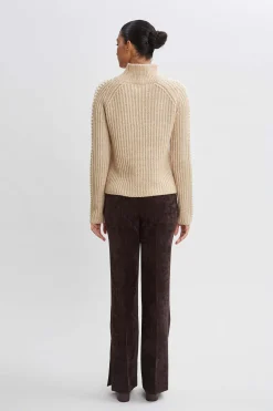 Elie Tahari Tops & Sweaters-Whipstitch Cotton Wool Sweater TOFFEEMELANGE
