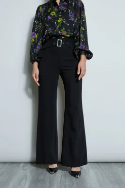 Elie Tahari Bottoms-Wide Leg Belted Pant NOIR
