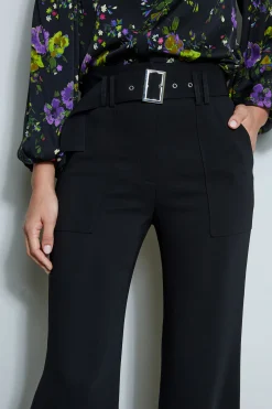 Elie Tahari Bottoms-Wide Leg Belted Pant NOIR