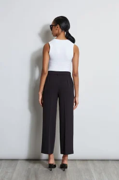 Elie Tahari Bottoms-Wide Leg Cropped Belted Pant NOIR