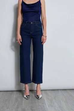 Elie Tahari Bottoms-Wide Leg Jean DARKWASH