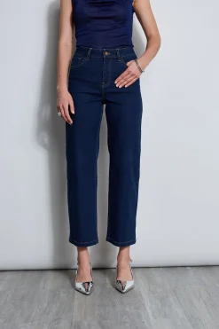 Elie Tahari Bottoms-Wide Leg Jean DARKWASH