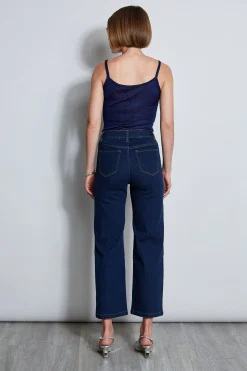 Elie Tahari Bottoms-Wide Leg Jean DARKWASH