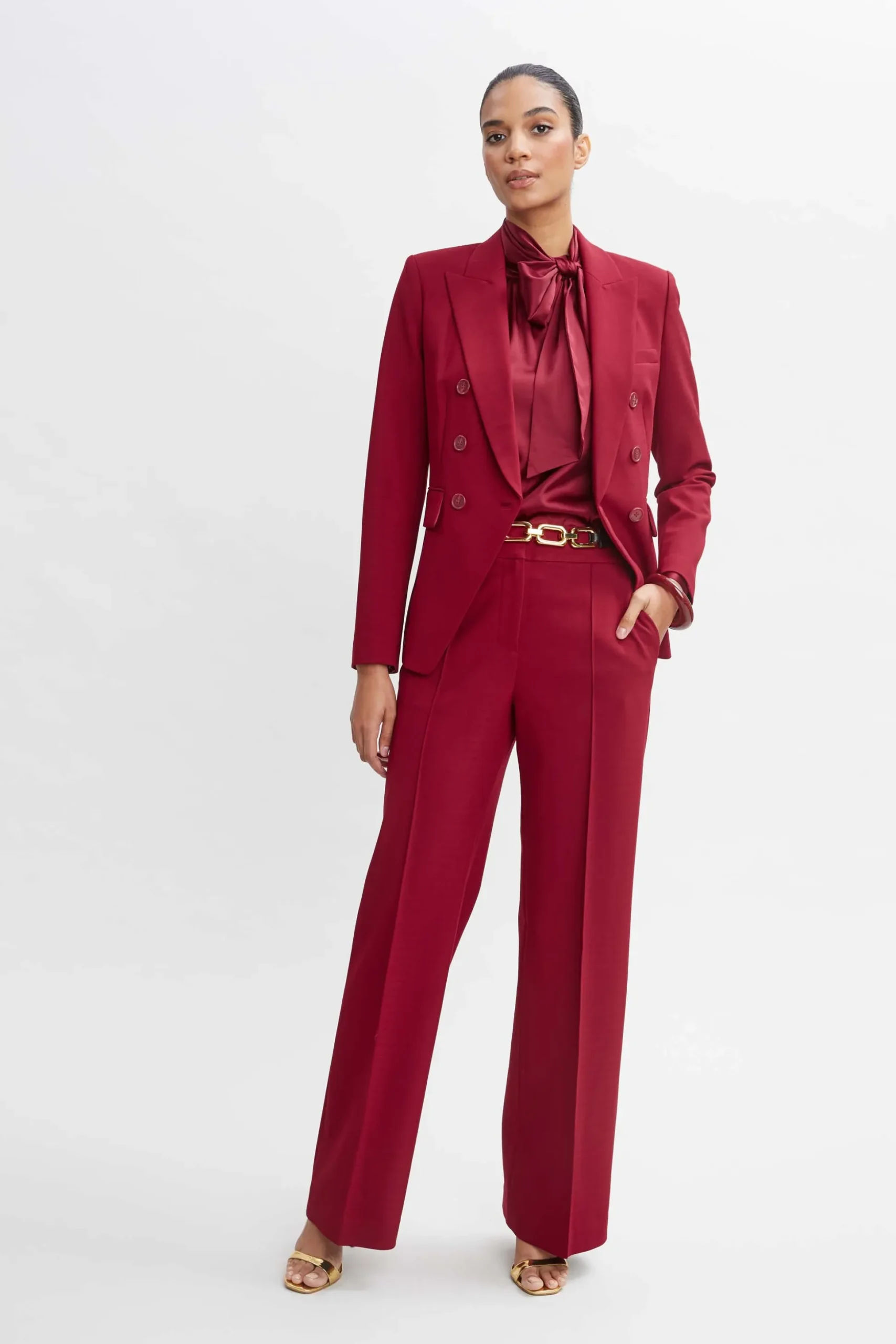 Elie Tahari Bottoms|Suiting-Wide Leg Pant SANGRIA