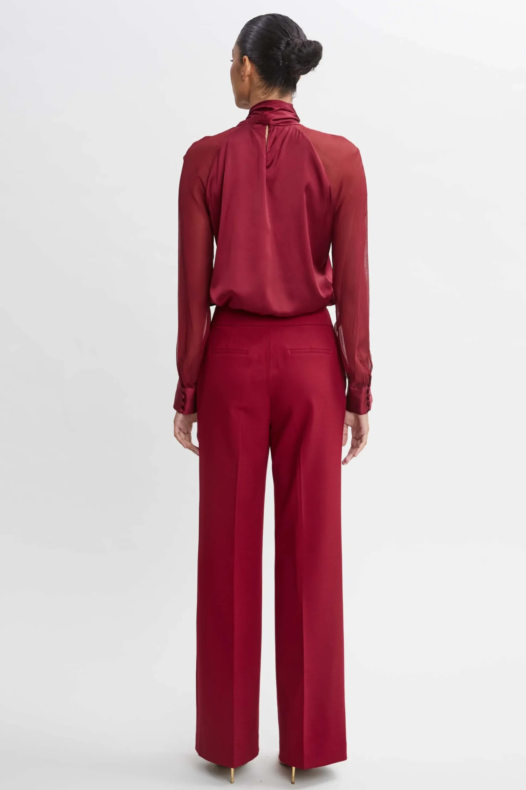 Elie Tahari Bottoms|Suiting-Wide Leg Pant SANGRIA