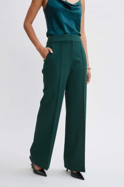 Elie Tahari Bottoms|Suiting-Wide Leg Pant FORESTGREEN
