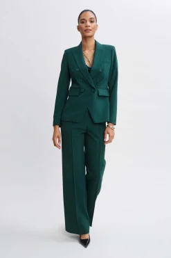 Elie Tahari Bottoms|Suiting-Wide Leg Pant FORESTGREEN