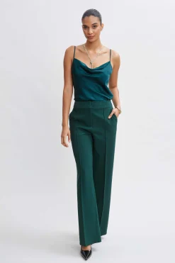 Elie Tahari Bottoms|Suiting-Wide Leg Pant FORESTGREEN