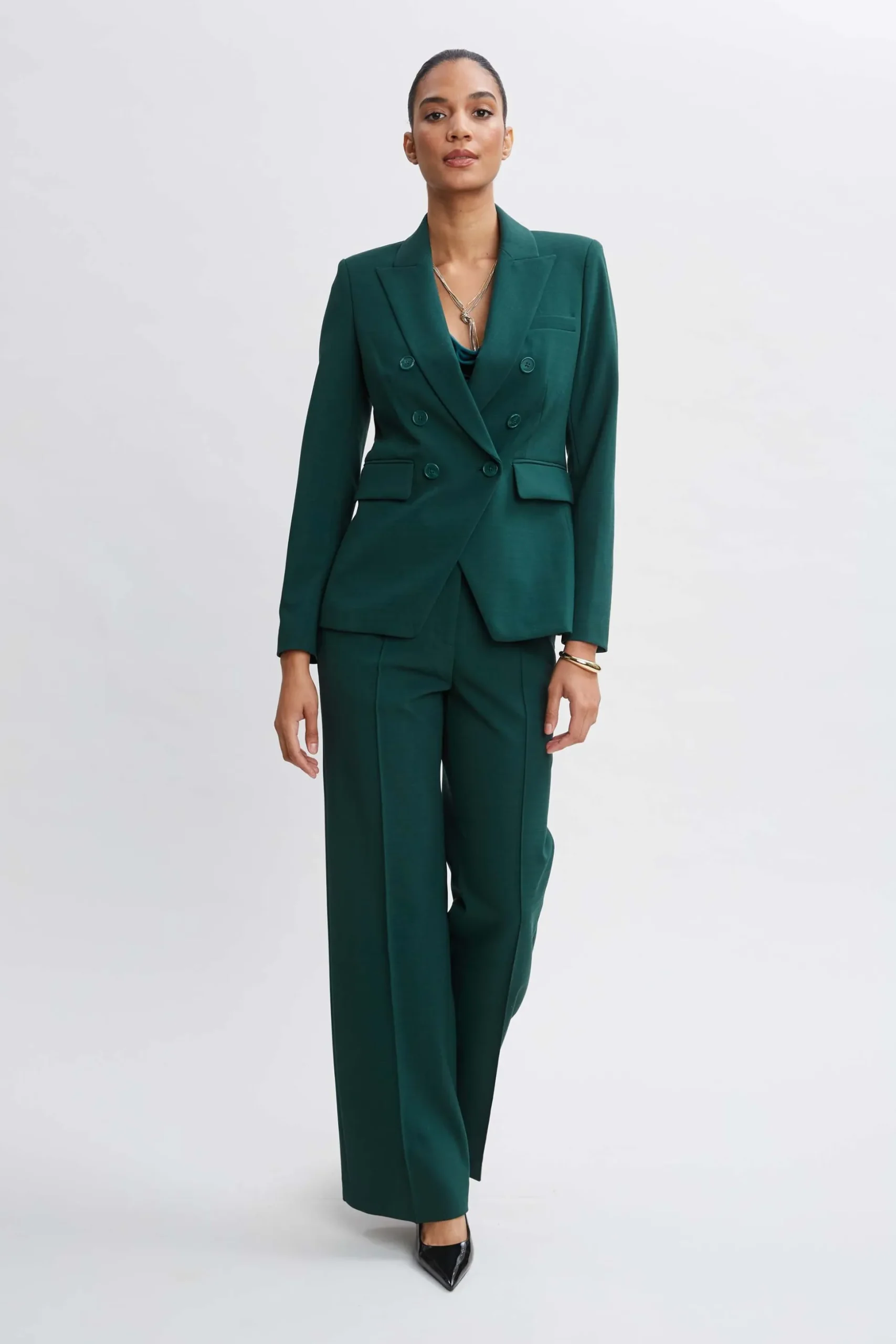 Elie Tahari Bottoms|Suiting-Wide Leg Pant FORESTGREEN