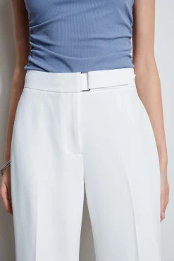 Elie Tahari Bottoms-Wide Leg Self-Belt Pant SkyWhite