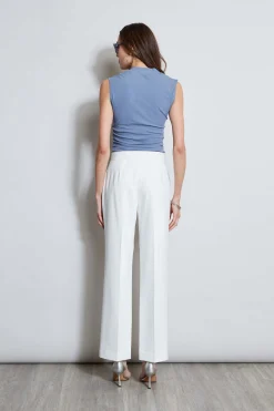 Elie Tahari Bottoms-Wide Leg Self-Belt Pant SkyWhite