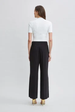 Elie Tahari Bottoms|Suiting-Wide Leg Slit Pant NOIR