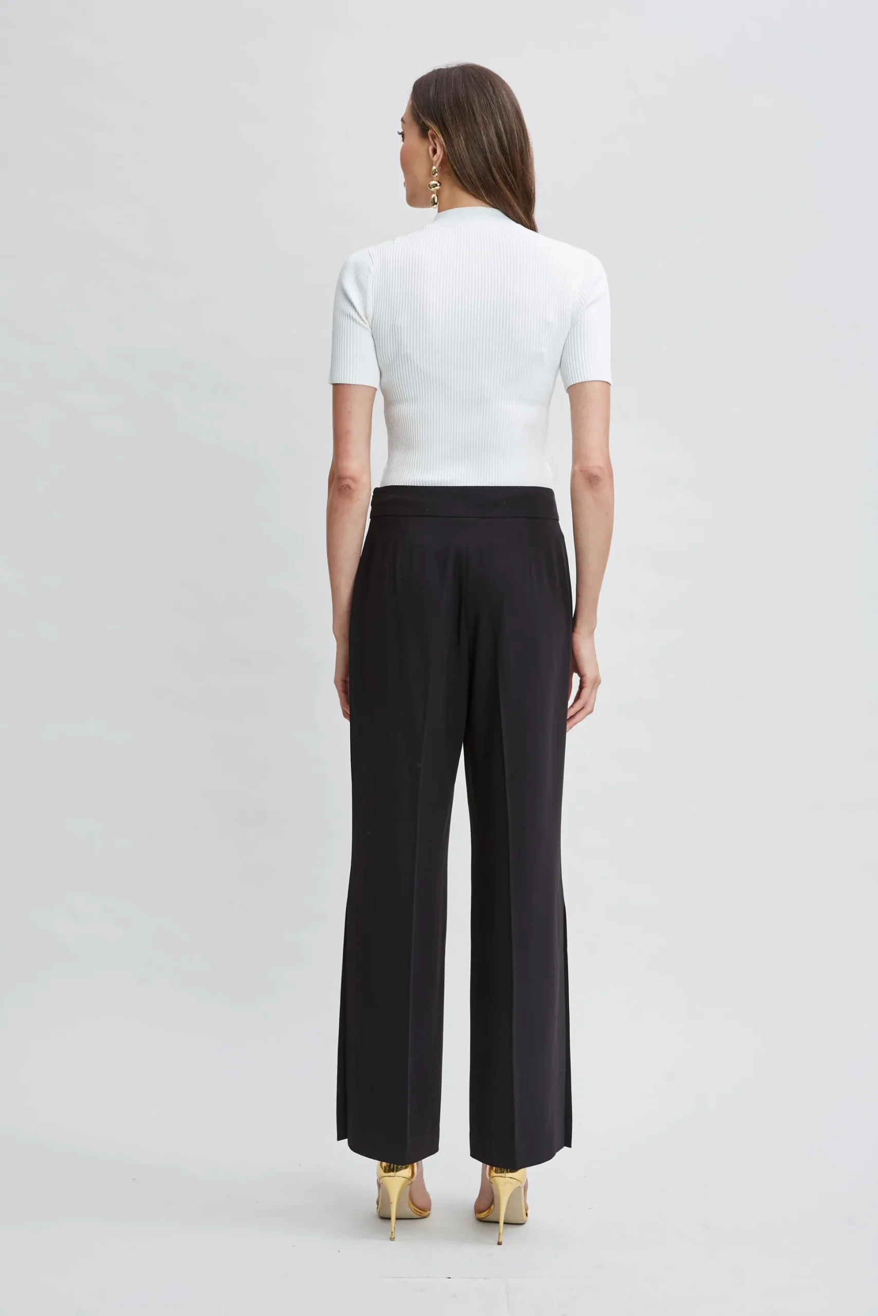 Elie Tahari Bottoms|Suiting-Wide Leg Slit Pant NOIR