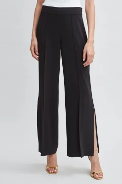 Elie Tahari Bottoms|Suiting-Wide Leg Slit Pant NOIR