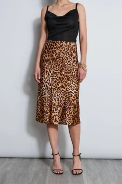 Elie Tahari Bottoms-Wildcat Slip Midi Skirt MULTI