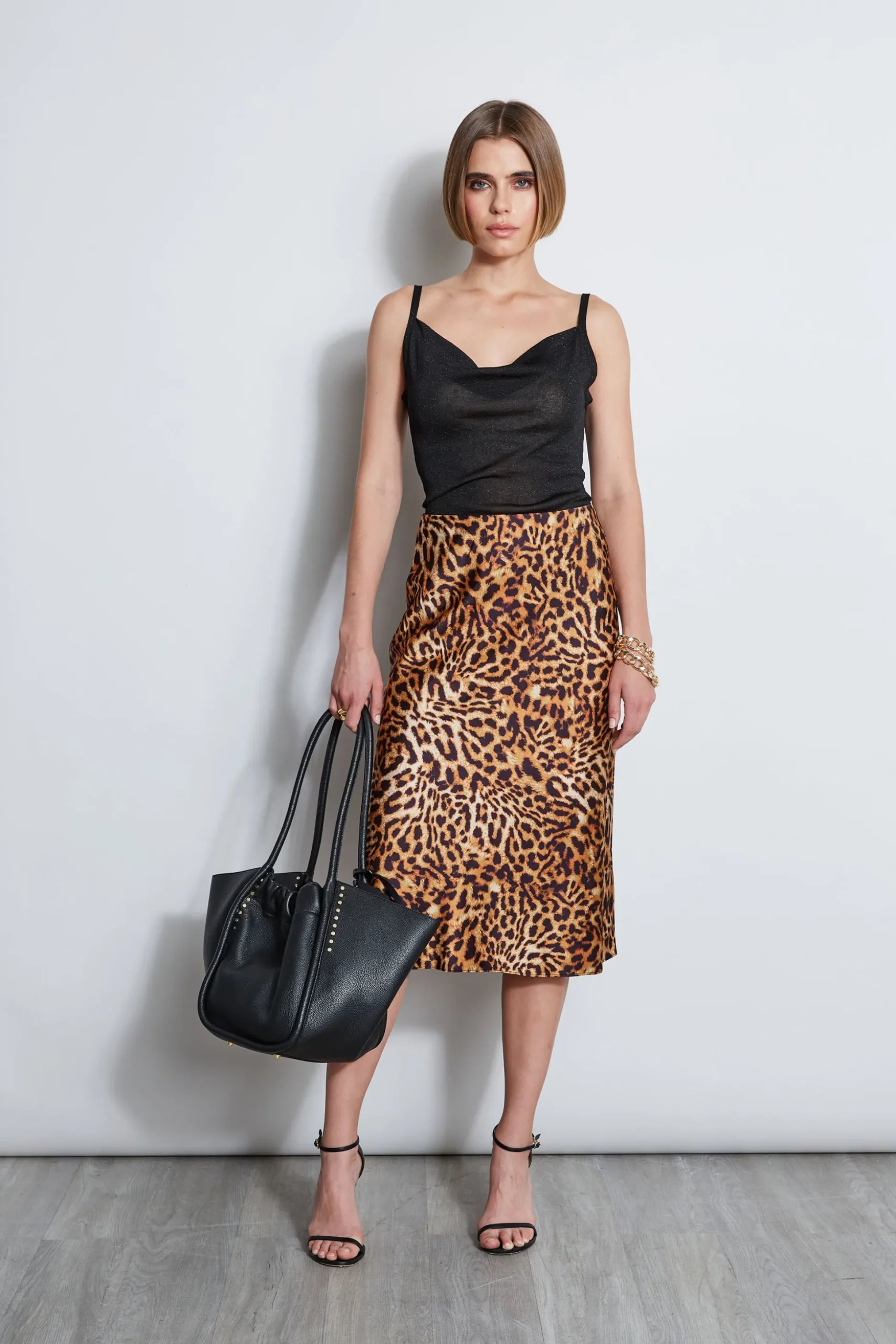 Elie Tahari Bottoms-Wildcat Slip Midi Skirt MULTI