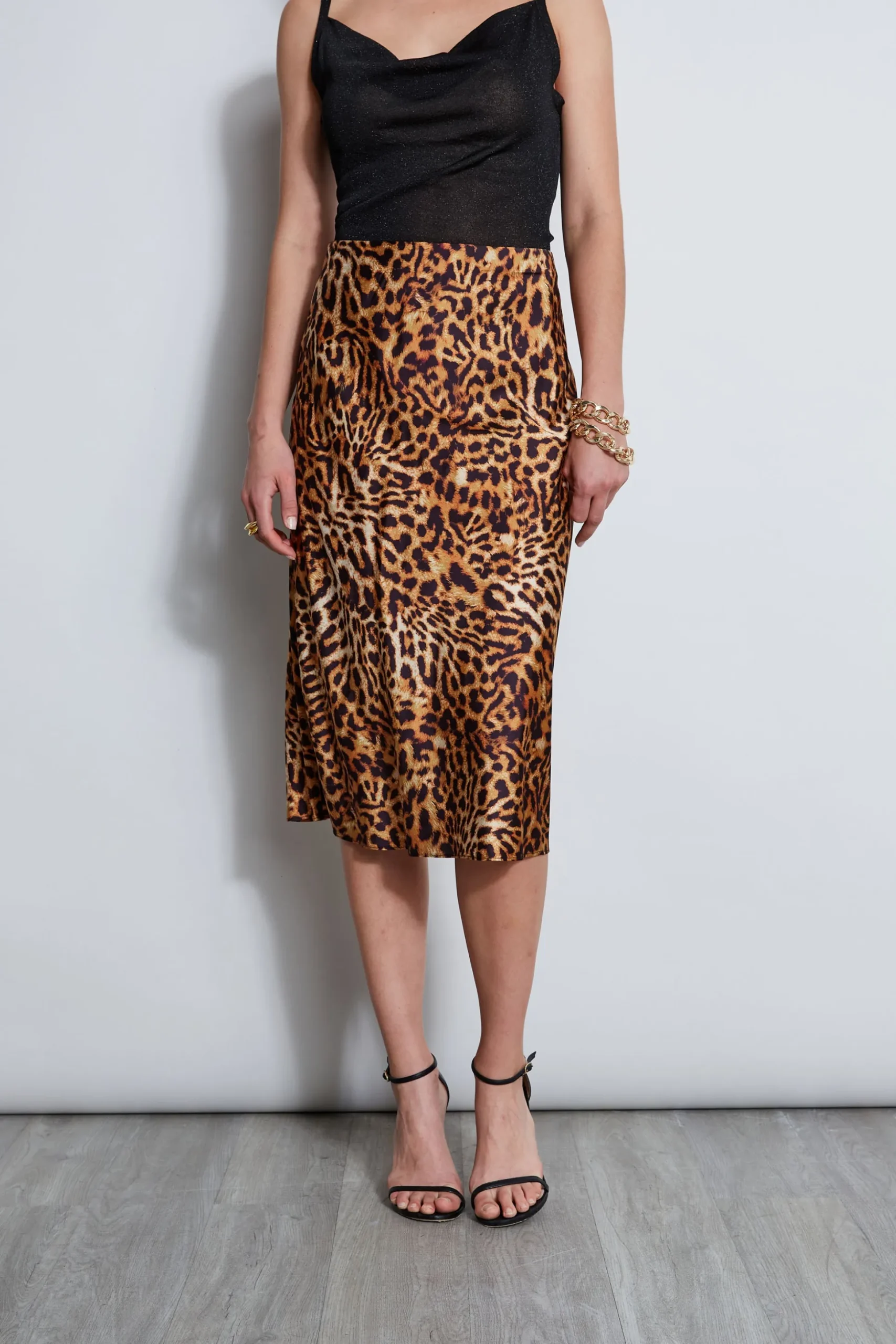 Elie Tahari Bottoms-Wildcat Slip Midi Skirt MULTI