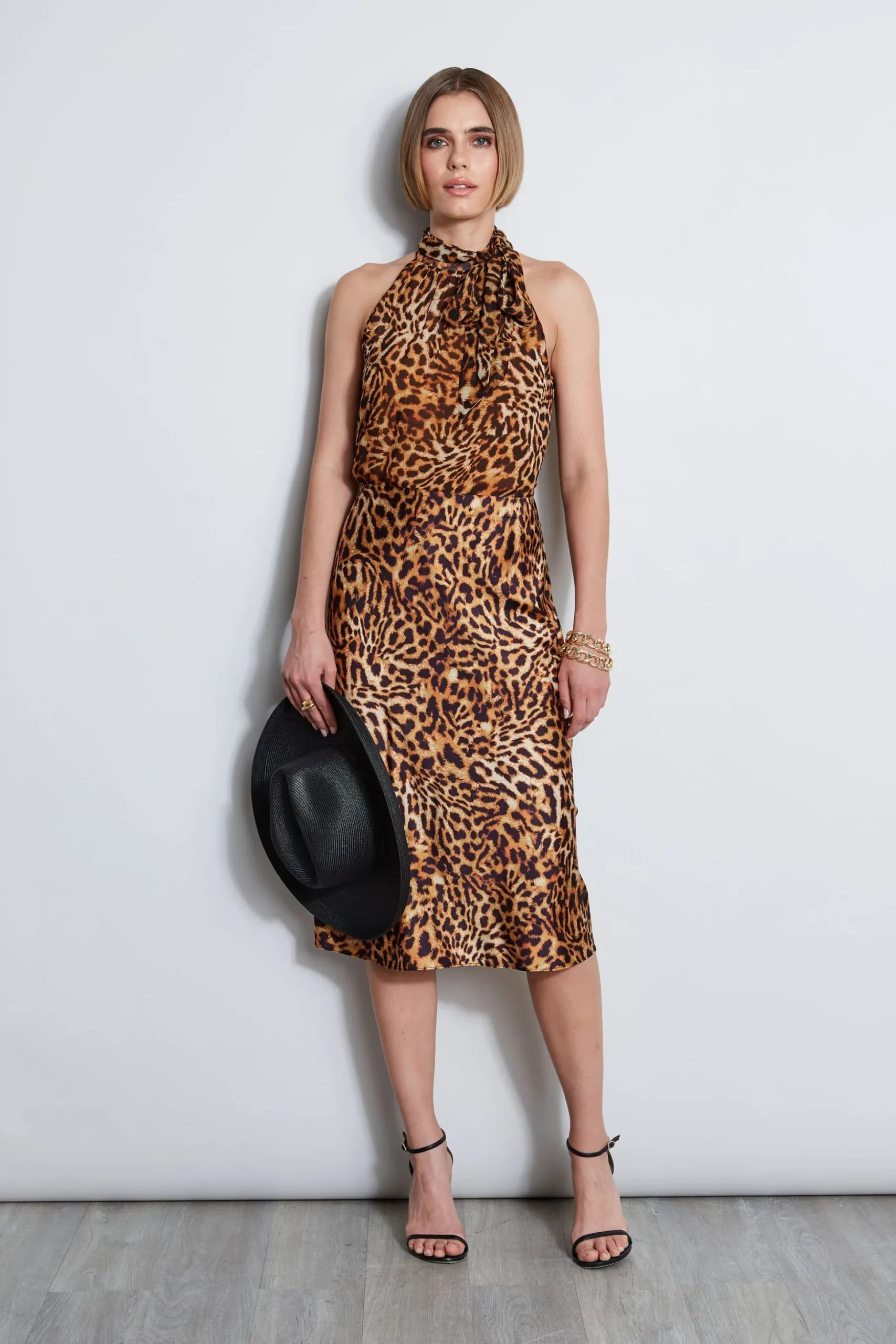 Elie Tahari Bottoms-Wildcat Slip Midi Skirt MULTI
