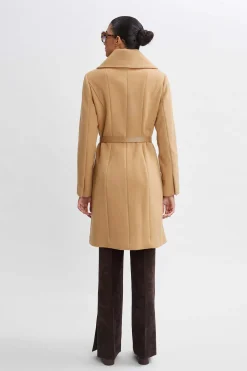 Elie Tahari Coats-Wool Belted Panel Coat TOFFEE
