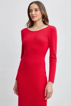 Elie Tahari Dresses & Jumpsuits-Wool Draped Chain Sweater Dress RUBYRED