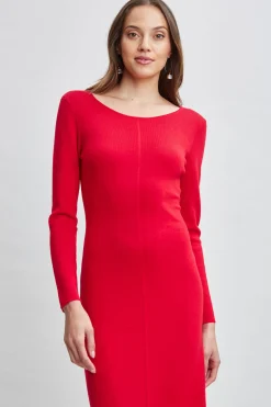 Elie Tahari Dresses & Jumpsuits-Wool Draped Chain Sweater Dress RUBYRED