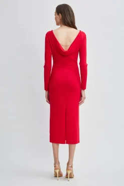 Elie Tahari Dresses & Jumpsuits-Wool Draped Chain Sweater Dress RUBYRED