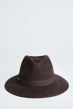 Elie Tahari Fragrance|Gloves-Wool Fedora Hat WOOD