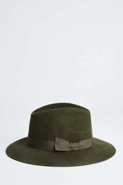 Elie Tahari Fragrance|Gloves-Wool Fedora Hat OLIVE