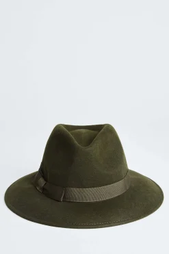Elie Tahari Fragrance|Gloves-Wool Fedora Hat OLIVE