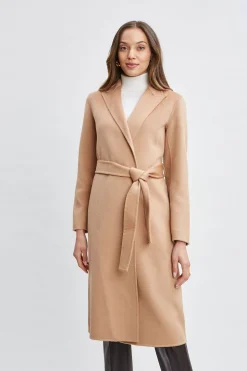 Elie Tahari Coats-Wool Wrap Coat FOSSIL