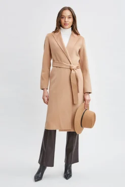 Elie Tahari Coats-Wool Wrap Coat FOSSIL