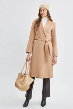 Elie Tahari Coats-Wool Wrap Coat FOSSIL