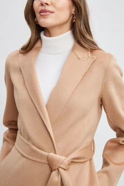 Elie Tahari Coats-Wool Wrap Coat FOSSIL